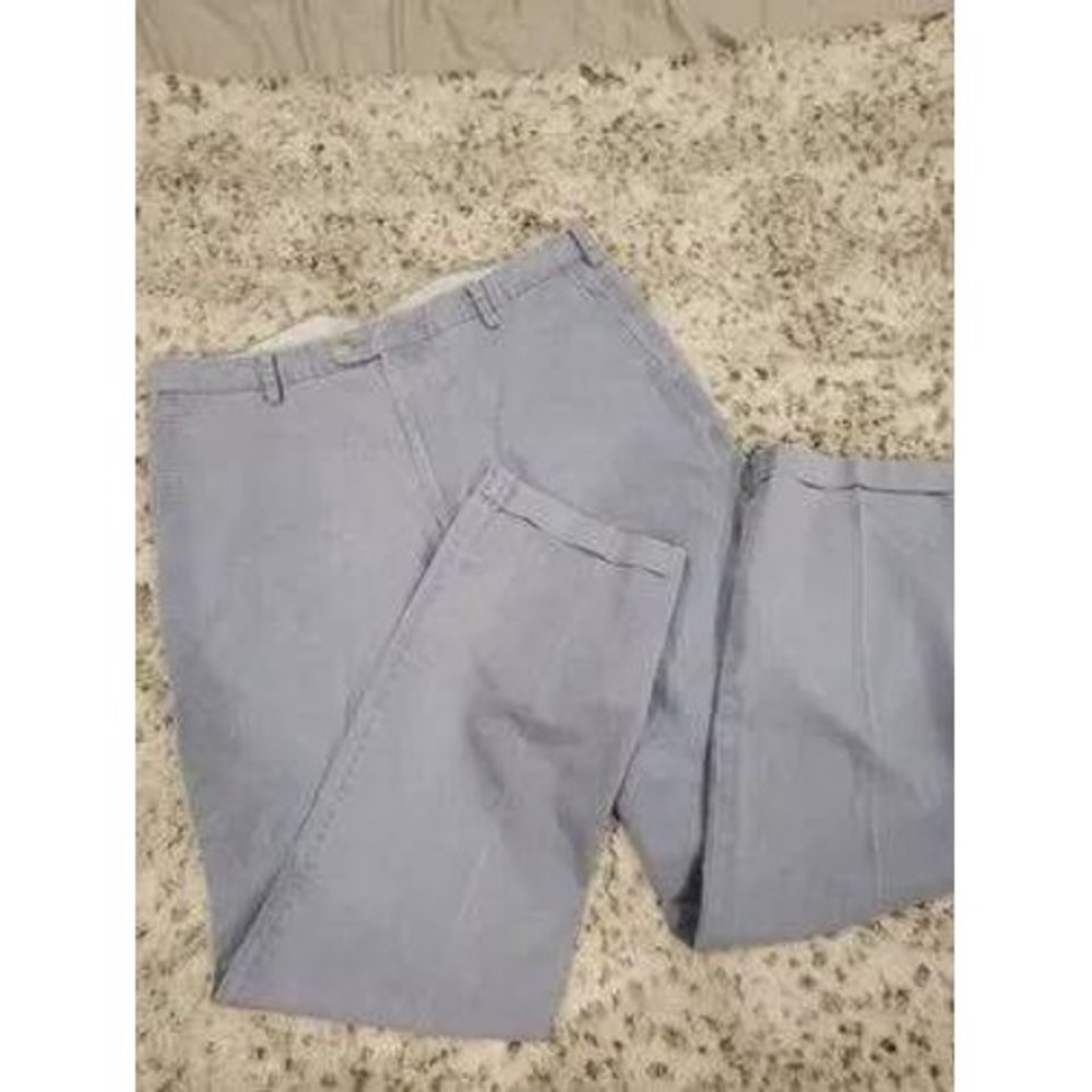 Peter Millar Crown Collection Mens 40x38 Blue Pima Cotton Cuffed Chino Pants